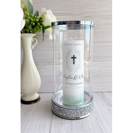 Green Floral Memorial Candle