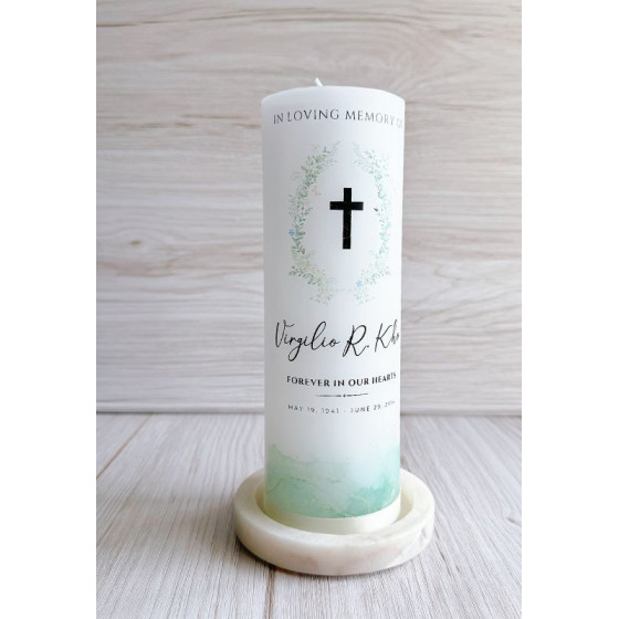 Memorial Candle Green Floral