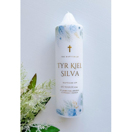 Blue Green Baptism Candle | Tyr